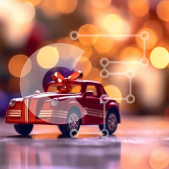 Intra Συλλεκτικό Ξύλινο Παζλ Plywood  4mm - Γιορτινό κόκκινο παιχνίδι στολίδι αυτοκινήτου με πολύχρωμα φώτα Σε Ξύλινο Κουτί - Διαστάσεις Puzzle: 10x10 cm – 25 κομμάτια - Image 1