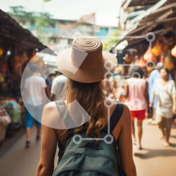 Intra Συλλεκτικό Ξύλινο Παζλ Plywood  4mm - Γυναίκα που εξερευνά μια υπαίθρια αγορά Σε Ξύλινο Κουτί - Διαστάσεις Puzzle: 10x10 cm – 25 κομμάτια - Image 1