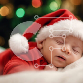 Intra Συλλεκτικό Ξύλινο Παζλ Plywood  4mm - Αξιολάτρευτο μωρό που κοιμάται με καπέλο Άγιου Βασίλη Σε Ξύλινο Κουτί - Διαστάσεις: 10x10 cm – 25 κομμάτια - Image 1