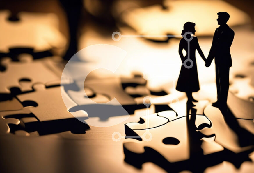 Intra Συλλεκτικό Ξύλινο Παζλ Plywood  4mm - Ζευγάρι που κρατά τα χέρια σε κομμάτια παζλ Σε Ξύλινο Κουτί - Διαστάσεις Puzzle: 10x10 cm – 25 κομμάτια