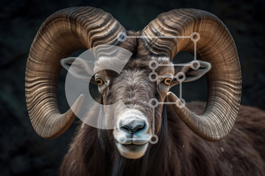 Intra Συλλεκτικό Ξύλινο Παζλ Plywood  4mm - Εντυπωσιακή εικόνα ενός καφέ κριαριού με σγουρά κέρατα Σε Ξύλινο Κουτί - Διαστάσεις: 10x10 cm – 25 κομμάτια