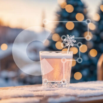 Intra Συλλεκτικό Ξύλινο Παζλ Plywood  4mm - Ροζ ρόφημα με θέμα το χειμώνα με διακόσμηση χιονονιφάδας Σε Ξύλινο Κουτί - Διαστάσεις Puzzle: 10x10 cm – 25 κομμάτια - Image 1