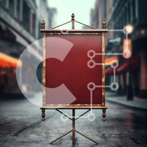 Intra Συλλεκτικό Ξύλινο Παζλ Plywood  4mm - Κενός πίνακας διαφημίσεων στη γωνία του δρόμου στην πολυσύχναστη πόλη Σε Ξύλινο Κουτί - Διαστάσεις Puzzle: 10x10 cm – 25 κομμάτια - Image 1