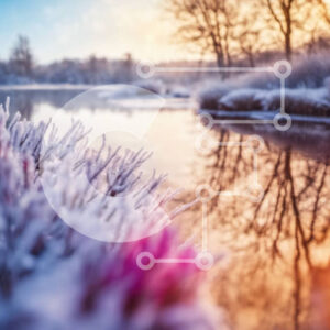 Intra Συλλεκτικό Ξύλινο Παζλ Plywood  4mm - Χειμερινό τοπίο με παγωμένη λίμνη και χιονισμένα δέντρα Σε Ξύλινο Κουτί - Διαστάσεις: 10x10 cm – 25 κομμάτια