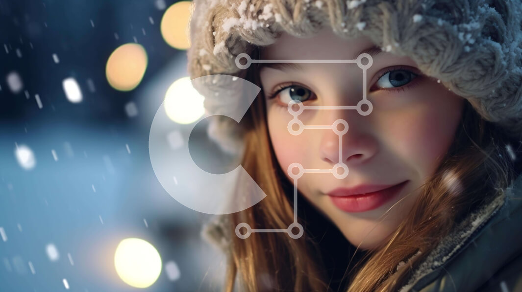 Intra Συλλεκτικό Ξύλινο Παζλ Plywood  4mm - Ευτυχισμένο κορίτσι με χειμερινή ενδυμασία με χιονισμένο κεφάλι Σε Ξύλινο Κουτί - Διαστάσεις Puzzle: 10x10 cm – 25 κομμάτια