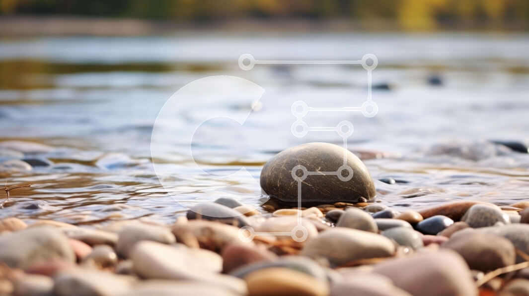 Intra Συλλεκτικό Ξύλινο Παζλ Plywood  4mm - Μεγάλος βράχος μέσα στο νερό με γύρω βράχους και βότσαλα Σε Ξύλινο Κουτί - Διαστάσεις: 10x10 cm – 25 κομμάτια