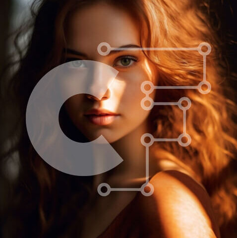 Intra Συλλεκτικό Ξύλινο Παζλ Plywood  4mm - Εκπληκτική εικόνα μιας νεαρής γυναίκας με σγουρά κόκκινα μαλλιά και ένα ζεστό χαμόγελο Σε Ξύλινο Κουτί - Διαστάσεις Puzzle: 10x10 cm – 25 κομμάτια - Image 1