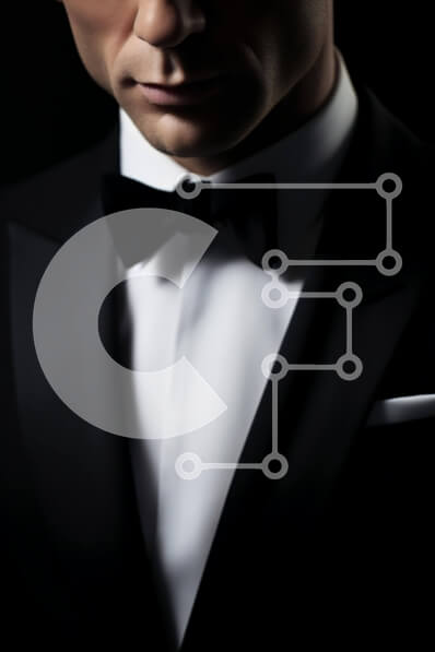 Intra Συλλεκτικό Ξύλινο Παζλ Plywood  4mm - Κομψός άντρας με μαύρο σμόκιν και παπιγιόν Σε Ξύλινο Κουτί - Διαστάσεις Puzzle: 10x10 cm – 25 κομμάτια