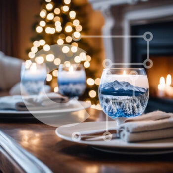 Intra Συλλεκτικό Ξύλινο Παζλ Plywood  4mm - Ποτήρια κρασιού με θέμα το βουνό δίπλα σε τζάκι Σε Ξύλινο Κουτί - Διαστάσεις Puzzle: 10x10 cm – 25 κομμάτια - Image 1