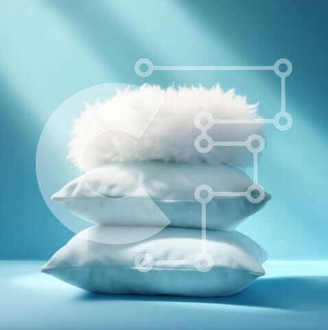 Intra Συλλεκτικό Ξύλινο Παζλ Plywood  4mm - Απλό και άνετο: Στοίβα από λευκά μαξιλάρια σε μπλε φόντο Σε Ξύλινο Κουτί - Διαστάσεις Puzzle: 10x10 cm – 25 κομμάτια - Image 1