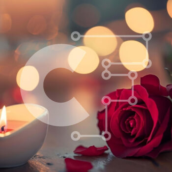 Intra Συλλεκτικό Ξύλινο Παζλ Plywood  4mm - Ρομαντικό κόκκινο τριαντάφυλλο και κερί σε ξύλινο τραπέζι Σε Ξύλινο Κουτί - Διαστάσεις Puzzle: 10x10 cm – 25 κομμάτια - Image 1