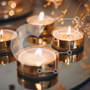 Intra Συλλεκτικό Ξύλινο Παζλ Plywood  4mm - Ομάδα χρυσών κεριών για τη δημιουργία μιας ζεστής ατμόσφαιρας Σε Ξύλινο Κουτί - Διαστάσεις Puzzle: 10x10 cm – 25 κομμάτια