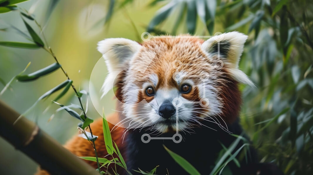 Intra Συλλεκτικό Ξύλινο Παζλ Plywood  4mm - Κόκκινο Panda που κάθεται σε φυτά μπαμπού Σε Ξύλινο Κουτί - Διαστάσεις: 10x10 cm – 25 κομμάτια - Image 1