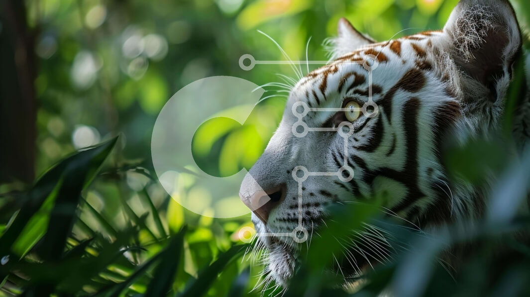 Intra Συλλεκτικό Ξύλινο Παζλ Plywood  4mm - Λευκή τίγρη στο δάσος Σε Ξύλινο Κουτί - Διαστάσεις: 10x10 cm – 25 κομμάτια