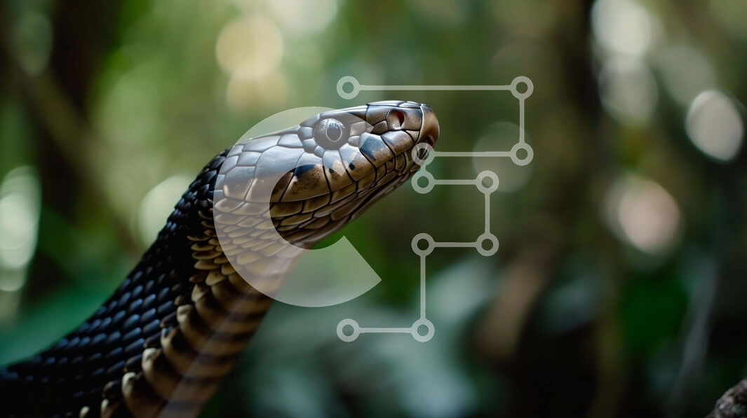 Intra Συλλεκτικό Ξύλινο Παζλ Plywood  4mm - Μαύρο και καφέ φίδι σκαρφαλωμένο σε κλαδιά Σε Ξύλινο Κουτί - Διαστάσεις: 10x10 cm – 25 κομμάτια