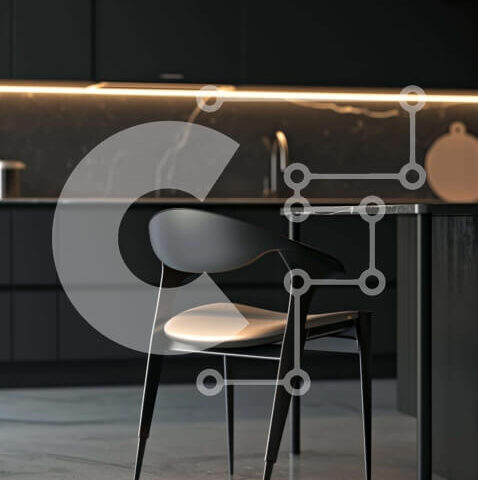 Intra Συλλεκτικό Ξύλινο Παζλ Plywood  4mm - Μοντέρνα Κουζίνα με Μαύρο Ντουλάπι και Ανοιχτή Κάτοψη Σε Ξύλινο Κουτί - Διαστάσεις Puzzle: 10x10 cm – 25 κομμάτια - Image 1