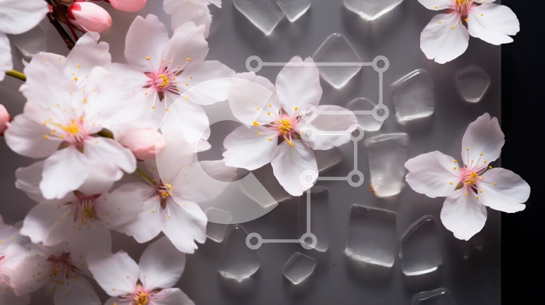 Intra Συλλεκτικό Ξύλινο Παζλ Plywood  4mm - Κοντινό πλάνο με ροζ άνθη κερασιάς που επιπλέουν στον αέρα Σε Ξύλινο Κουτί - Διαστάσεις: 10x10 cm – 25 κομμάτια