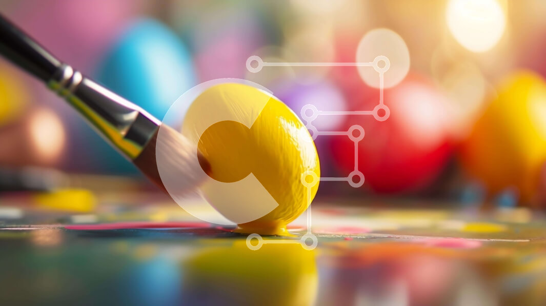 Intra Συλλεκτικό Ξύλινο Παζλ Plywood  4mm - Βάψιμο πασχαλινών αυγών με κίτρινο πινέλο Σε Ξύλινο Κουτί - Διαστάσεις: 10x10 cm – 25 κομμάτια