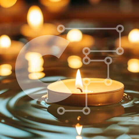 Intra Συλλεκτικό Ξύλινο Παζλ Plywood 4mm - Αναμμένα κεριά που επιπλέουν στο νερό για τελετουργία ή τελετή Σε Ξύλινο Κουτί - Διαστάσεις Puzzle: 10x10 cm – 25 κομμάτια - Image 1