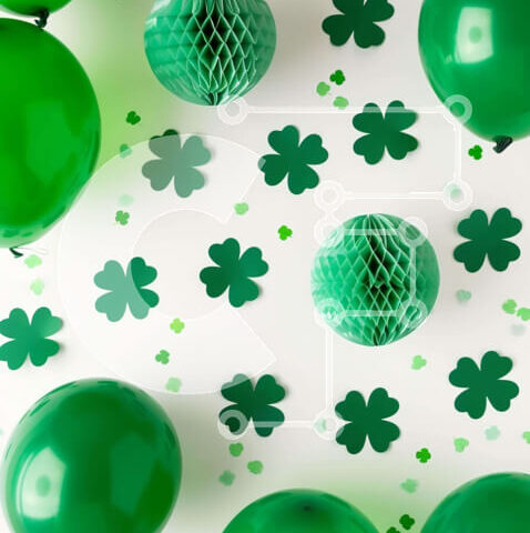 Intra Συλλεκτικό Ξύλινο Παζλ Plywood  4mm - Προμήθειες πάρτι του Αγίου Πατρικίου σε λευκό φόντο Σε Ξύλινο Κουτί - Διαστάσεις: 10x10 cm – 25 κομμάτια - Image 1