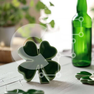 Intra Συλλεκτικό Ξύλινο Παζλ Plywood  4mm - Τραπέζι με θέμα την Ημέρα του Αγίου Πατρικίου με πράσινα σουβέρ και μπύρα Σε Ξύλινο Κουτί - Διαστάσεις: 10x10 cm – 25 κομμάτια