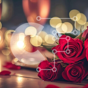 Intra Συλλεκτικό Ξύλινο Παζλ Plywood  4mm - Διακοσμήσεις για την ημέρα του Αγίου Βαλεντίνου με κόκκινα τριαντάφυλλα, ποτήρια σαμπάνιας και φως κεριών Σε Ξύλινο Κουτί - Διαστάσεις Puzzle: 10x10 cm – 25 κομμάτια - Image 1