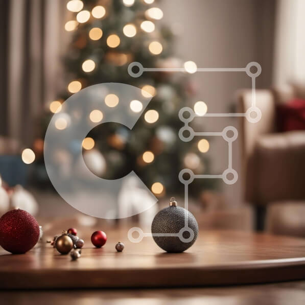 Intra Συλλεκτικό Ξύλινο Παζλ Plywood  4mm - Εορταστικό σαλόνι με χριστουγεννιάτικα στολίδια Σε Ξύλινο Κουτί - Διαστάσεις: 10x10 cm – 25 κομμάτια