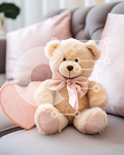 Intra Συλλεκτικό Ξύλινο Παζλ Plywood  4mm - Ζεστή σκηνή του Αγίου Βαλεντίνου με αρκουδάκι και κουτί σε σχήμα καρδιάς Σε Ξύλινο Κουτί - Διαστάσεις Puzzle: 10x10 cm – 25 κομμάτια