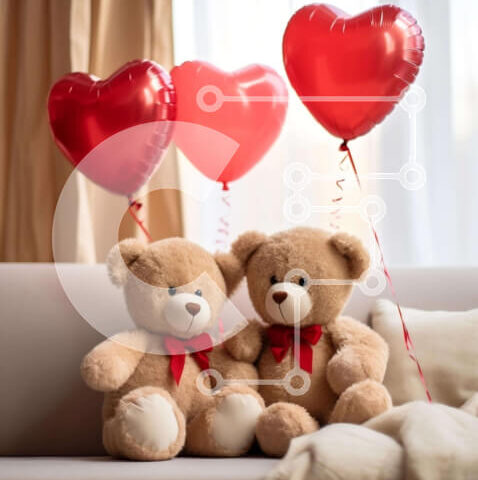 Intra Συλλεκτικό Ξύλινο Παζλ Plywood  4mm - Teddy Bears για την Ημέρα του Αγίου Βαλεντίνου σε έναν άνετο καναπέ Σε Ξύλινο Κουτί - Διαστάσεις Puzzle: 10x10 cm – 25 κομμάτια - Image 1