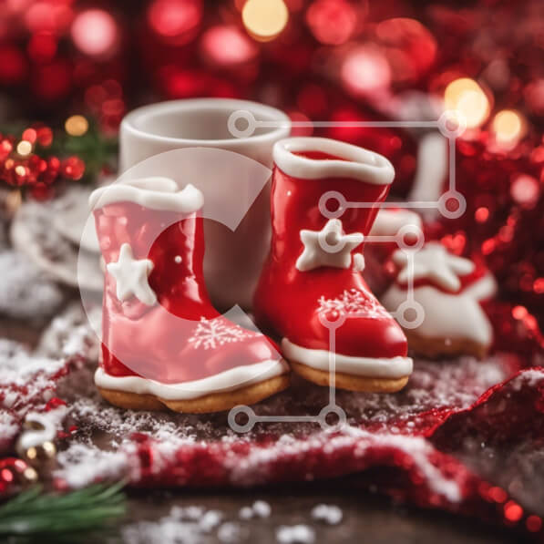 Intra Συλλεκτικό Ξύλινο Παζλ Plywood  4mm - Κόκκινες μπότες και ζεστό κακάο σε ένα γιορτινό τραπέζι Σε Ξύλινο Κουτί - Διαστάσεις Puzzle: 10x10 cm – 25 κομμάτια