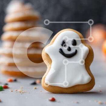 Intra Συλλεκτικό Ξύλινο Παζλ Plywood  4mm - Αποκριάτικο μπισκότο σε σχήμα φαντάσματος με πολύχρωμες διακοσμήσεις Σε Ξύλινο Κουτί - Διαστάσεις Puzzle: 10x10 cm – 25 κομμάτια - Image 1