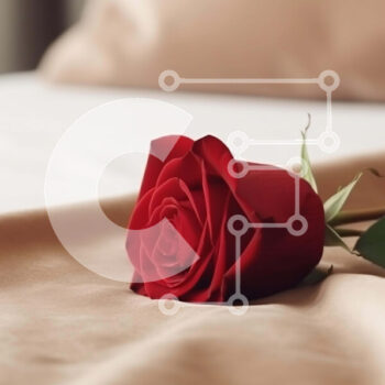 Intra Συλλεκτικό Ξύλινο Παζλ Plywood  4mm - Ρομαντικό κόκκινο τριαντάφυλλο στο κρεβάτι Σε Ξύλινο Κουτί - Διαστάσεις Puzzle: 10x10 cm – 25 κομμάτια - Image 1