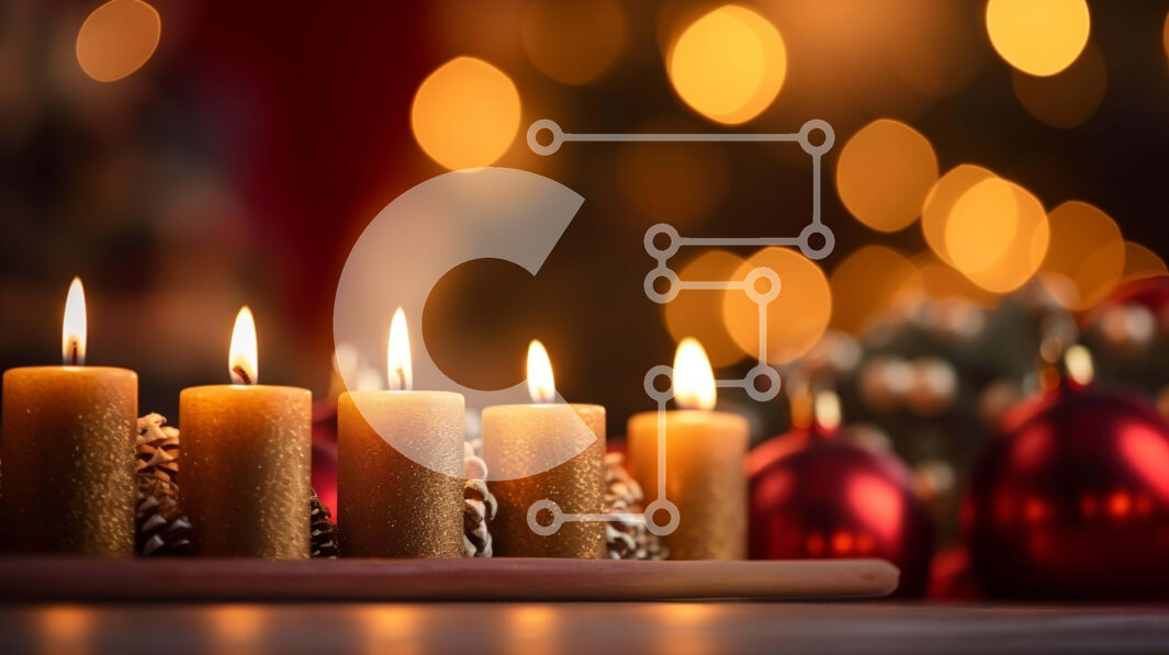 Intra Συλλεκτικό Ξύλινο Παζλ Plywood  4mm - Αναμμένα κεριά σε ξύλινη σανίδα με κόκκινα και χρυσά διακοσμητικά Σε Ξύλινο Κουτί - Διαστάσεις: 10x10 cm – 25 κομμάτια