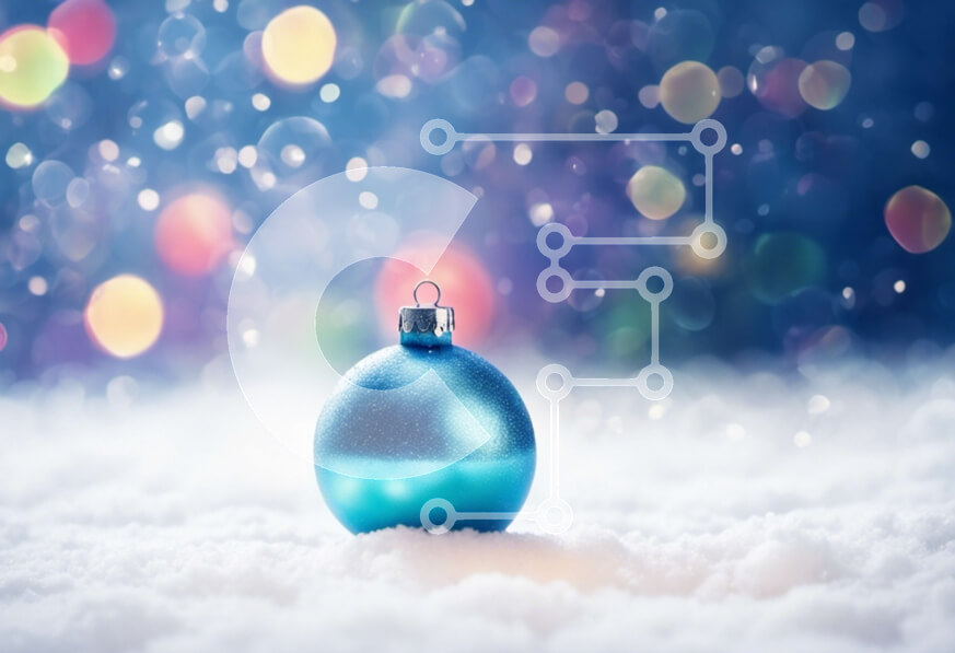 Intra Συλλεκτικό Ξύλινο Παζλ Plywood  4mm - Μπλε Χριστουγεννιάτικη μπάλα στολίδι με φόντο το χιόνι Σε Ξύλινο Κουτί - Διαστάσεις: 10x10 cm – 25 κομμάτια