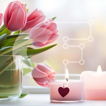 Intra Συλλεκτικό Ξύλινο Παζλ Plywood  4mm - Βάζο με ροζ τουλίπες και κεριά στο περβάζι παραθύρου Σε Ξύλινο Κουτί - Διαστάσεις Puzzle: 10x10 cm – 25 κομμάτια - Image 1