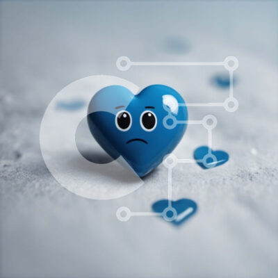 Intra Συλλεκτικό Ξύλινο Παζλ Plywood 4mm - Λυπημένη μπλε καρδιά με μπλε καρδιές που περιβάλλουν Σε Ξύλινο Κουτί - Διαστάσεις Puzzle: 10x10 cm – 25 κομμάτια - Image 1