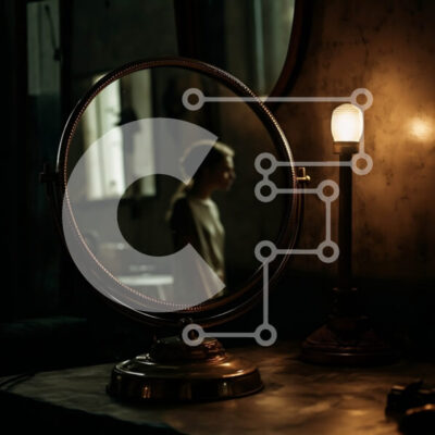 Intra Συλλεκτικό Ξύλινο Παζλ Plywood  4mm - Moody Vintage Εσωτερικό με Αντίκα Καθρέφτη και Πολυέλαιο Σε Ξύλινο Κουτί - Διαστάσεις Puzzle: 10x10 cm – 25 κομμάτια - Image 1