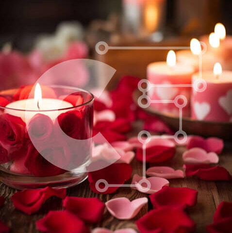 Intra Συλλεκτικό Ξύλινο Παζλ Plywood  4mm - Ρομαντικό τραπέζι με κεριά και ροδοπέταλα Σε Ξύλινο Κουτί - Διαστάσεις Puzzle: 10x10 cm – 25 κομμάτια - Image 1