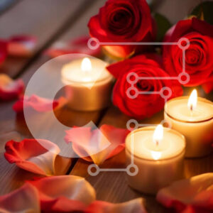 Intra Συλλεκτικό Ξύλινο Παζλ Plywood  4mm - Ρομαντικά κόκκινα τριαντάφυλλα και κεριά σε ένα ξύλινο τραπέζι Σε Ξύλινο Κουτί - Διαστάσεις Puzzle: 10x10 cm – 25 κομμάτια