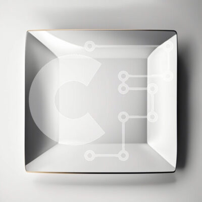 Intra Συλλεκτικό Ξύλινο Παζλ Plywood  4mm - Κομψό λευκό πιάτο με χρυσό χείλος σε μοντέρνο γκρι φόντο Σε Ξύλινο Κουτί - Διαστάσεις Puzzle: 10x10 cm – 25 κομμάτια - Image 1