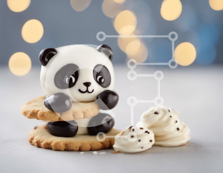 Intra Συλλεκτικό Ξύλινο Παζλ Plywood  4mm - Ρεαλιστικό ειδώλιο αρκούδας Panda σε μπισκότα Σε Ξύλινο Κουτί - Διαστάσεις: 10x10 cm – 25 κομμάτια