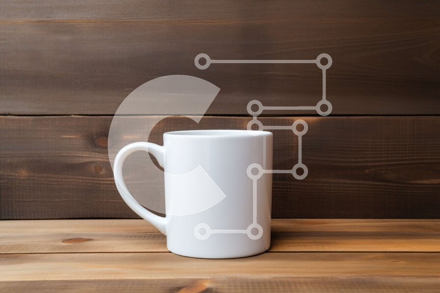 Intra Συλλεκτικό Ξύλινο Παζλ Plywood  4mm - Λευκή κεραμική κούπα σε ξύλινο τραπέζι Σε Ξύλινο Κουτί - Διαστάσεις Puzzle: 10x10 cm – 25 κομμάτια - Image 1