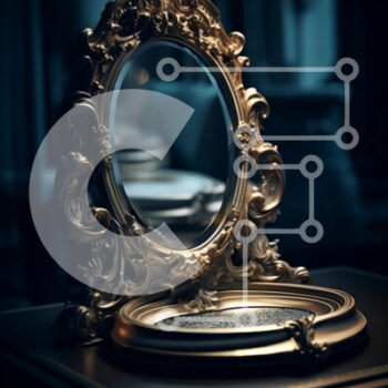 Intra Συλλεκτικό Ξύλινο Παζλ Plywood  4mm - Κομψός καθρέφτης με χρυσό πλαίσιο σε σκούρο ξύλινο κομοδίνο σε δωμάτιο με χαμηλό φωτισμό Σε Ξύλινο Κουτί - Διαστάσεις Puzzle: 10x10 cm – 25 κομμάτια - Image 1