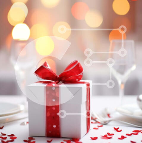 Intra Συλλεκτικό Ξύλινο Παζλ Plywood 4mm - Λευκό κουτί δώρου με κόκκινη κορδέλα στο τραπέζι Σε Ξύλινο Κουτί - Διαστάσεις: 10x10 cm – 25 κομμάτια - Image 1