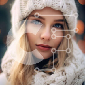 Intra Συλλεκτικό Ξύλινο Παζλ Plywood  4mm - Όμορφη νεαρή γυναίκα με λευκό πλεκτό καπέλο, κασκόλ και γάντια Σε Ξύλινο Κουτί - Διαστάσεις Puzzle: 10x10 cm – 25 κομμάτια