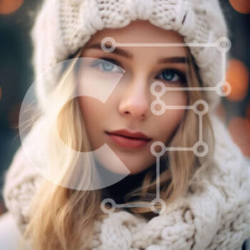 Intra Συλλεκτικό Ξύλινο Παζλ Plywood  4mm - Όμορφη νεαρή γυναίκα με λευκό πλεκτό καπέλο, κασκόλ και γάντια Σε Ξύλινο Κουτί - Διαστάσεις Puzzle: 10x10 cm – 25 κομμάτια - Image 1