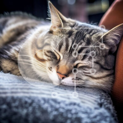 Intra Συλλεκτικό Ξύλινο Παζλ Plywood  4mm - Αξιολάτρευτη εικόνα μιας γάτας που κοιμάται σε έναν καναπέ Σε Ξύλινο Κουτί - Διαστάσεις: 10x10 cm – 25 κομμάτια - Image 1