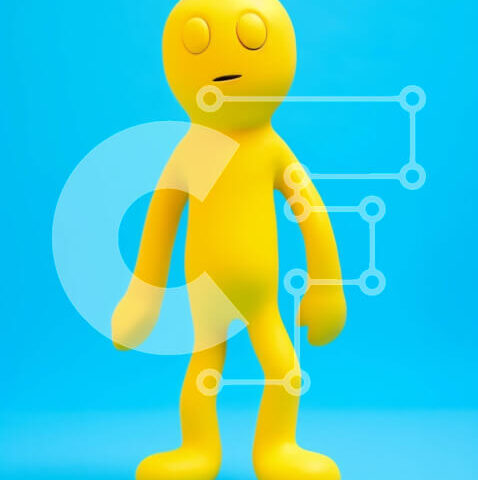 Intra Συλλεκτικό Ξύλινο Παζλ Plywood  4mm - Κίτρινο παιχνίδι φιγούρα που στέκεται σε μπλε φόντο Σε Ξύλινο Κουτί - Διαστάσεις: 10x10 cm – 25 κομμάτια - Image 1