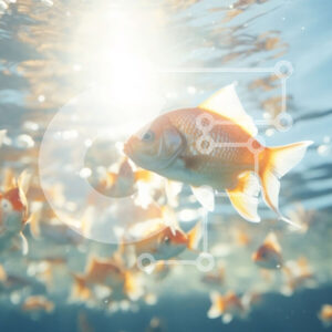 Intra Συλλεκτικό Ξύλινο Παζλ Plywood  4mm - Σχολή Πορτοκαλί Ψαριών που Κολυμπούν σε Καθαρά Νερά Σε Ξύλινο Κουτί - Διαστάσεις: 10x10 cm – 25 κομμάτια