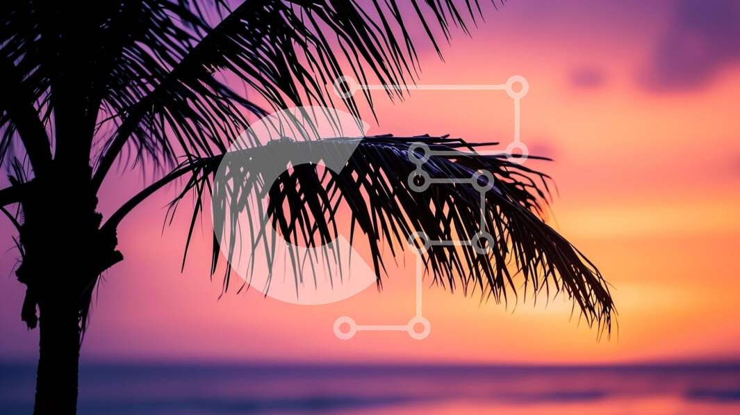Intra Συλλεκτικό Ξύλινο Παζλ Plywood  4mm - Σιλουέτα Palm Tree Against the Sunset στην παραλία Σε Ξύλινο Κουτί - Διαστάσεις: 10x10 cm – 25 κομμάτια - Image 1